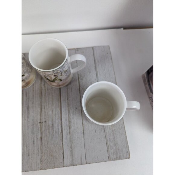 American Atelier Set Of 4 Floral Jardin Porcelain 10 oz Mugs Cups - Picture 6 of 10